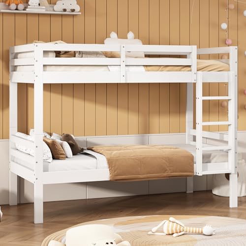 Ball & Cast Hochbett (90x200cm) Kinderbett mit Fallschutz und Gitterstäben für 2 Kinder, Rahmen aus Kiefer, Weiß von Ball & Cast