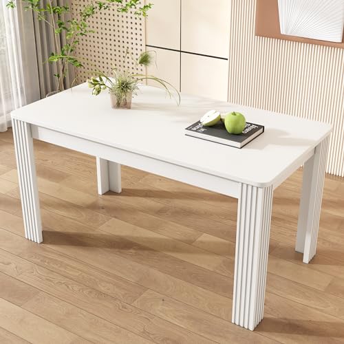 Ball & Cast Moderner Küchen-Esstisch für 4-6, 4-Sitzer, rechteckiger Esszimmertisch, kompakter Holz-Frühstückstisch für Küche, Büro, Wohnung, Haus & Café-Möbel, Weiß von Ball & Cast