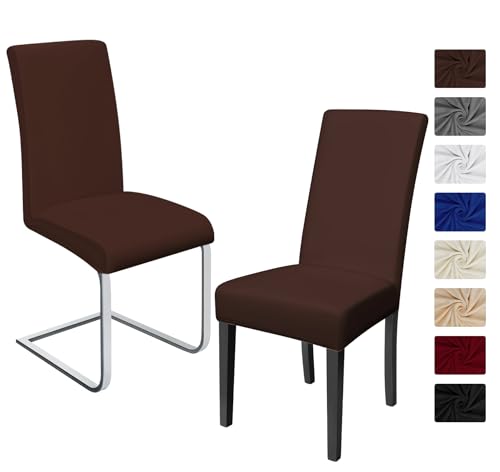 BalladHome Stuhlhussen 2 Stück, Stretch-Stuhlbezug elastische Moderne Husse Elasthan Stretchhusse Stuhlbezug Stuhlüberzug bi-Elastic Spannbezug, sehr pflegeleicht und langlebig Universal - Braun BalladHome Stuhlhussen 2 Stück, Stretch-Stuhlbezug elastische Moderne Husse Elasthan Stretchhusse Stuhlbezug Stuhlüberzug bi-Elastic Spannbezug, sehr pflegeleicht und langlebig Universal - Braun von BalladHome