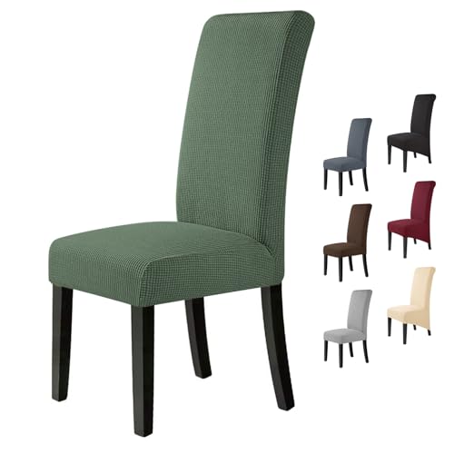 BalladHome Stuhlhussen 4 Stück Stuhlbezüge Stretch Stuhlbezug Elastische Spandex Stuhlhussen Universal Abnehmbare Waschbar für Hotel Party Bankett (Grün, 4 Stück)-M von BalladHome