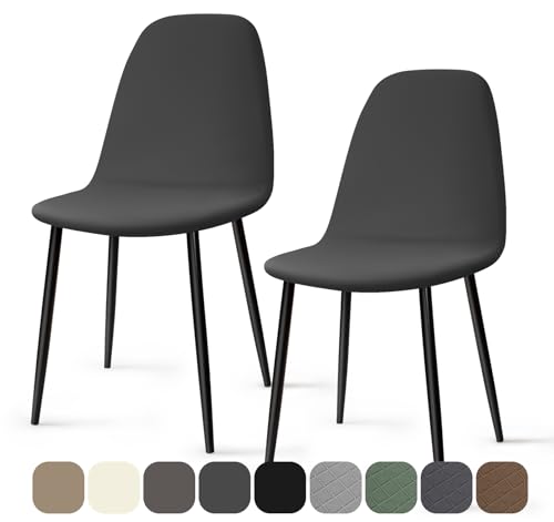 Stuhlhussen 2 Stück Stretch Stuhlhussen für Esszimmerstühle Universal Spandex Hussen für Stühle Abnehmbare Waschbar Stuhlbezüge Stuhl Hussen für Küchenstühle Hotel Bankett (Dunkelgrau, 2 Stück)-KC Stuhlhussen 2 Stück Stretch Stuhlhussen für Esszimmerstühle Universal Spandex Hussen für Stühle Abnehmbare Waschbar Stuhlbezüge Stuhl Hussen für Küchenstühle Hotel Bankett (Dunkelgrau, 2 Stück)-KC von BalladHome