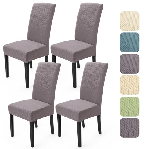 Stuhlhussen 4er Set Stretch Stuhlbezug Universal Jacquard Esszimmerstühle Stuhlhussen Abnehmbar Waschbar Hussen Für Stühle Dekoration Stuhlbezug für Esszimmer Bankett Hotel (Dunkelgrau, 4er Set)-T von BalladHome