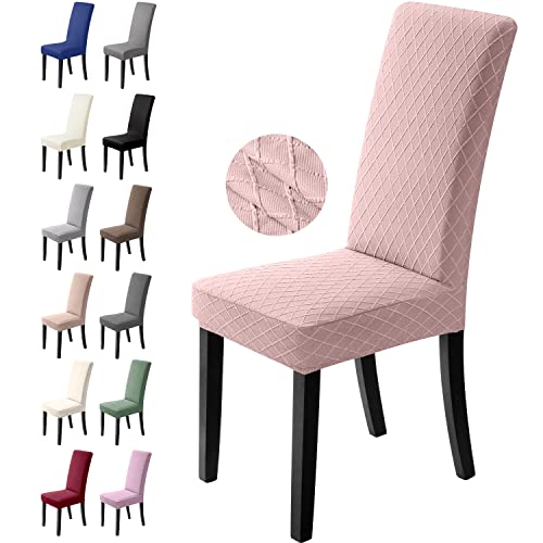 BalladHome Stuhlhussen 6er Set Stretch Stuhlbezug Stuhlüberzug Esszimmerstühle Bezug Universale Elastische Hussen waschbar Abnehmba für Hotel, Bankett, Büro, Partys Deko (6 Stück, Pink)-L von BalladHome