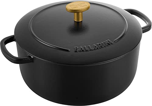 BALLARINI Bellamonte Auflaufform, Bräter, Dutch Oven, emailliertes Gusseisen, rund, 20 cm, 2,5 L, Schwarz von BALLARINI