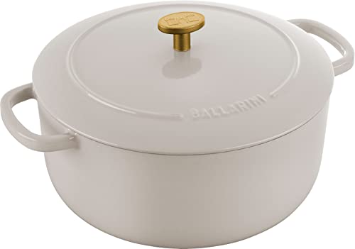 BALLARINI Bellamonte Auflaufform Bräter Dutch Oven Emailliertes Gusseisen Rund 24 cm 4 L Elfenbein Weiß von BALLARINI