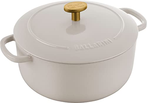 BALLARINI Bellamonte Auflaufform Bräter Dutch Oven Emailliertes Gusseisen rund 20 cm 2,5 L Elfenbeinweiß von BALLARINI