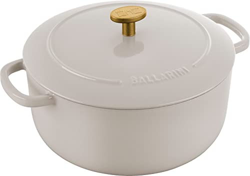 BALLARINI Bellamonte Auflaufform Bräter Dutch Oven Emailliertes Gusseisen rund 22 cm 3 L Elfenbein Weiß von BALLARINI
