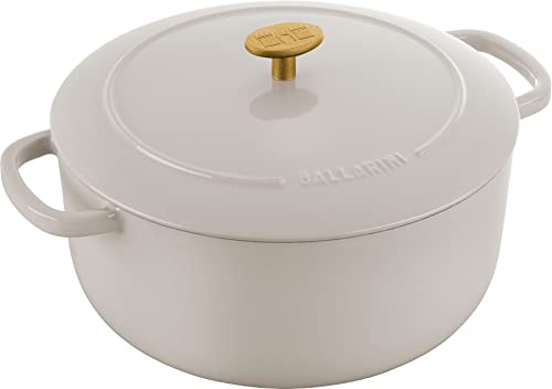 BALLARINI Bellamonte Auflaufform Bräter Dutch Oven Emailliertes Gusseisen rund 26 cm 5,5 L Elfenbeinweiß von BALLARINI