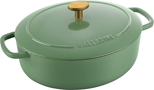 BALLARINI Bellamonte Auflaufform Bräter Dutch Oven emailliertes Gusseisen oval 23 cm 2,2 L grün von BALLARINI