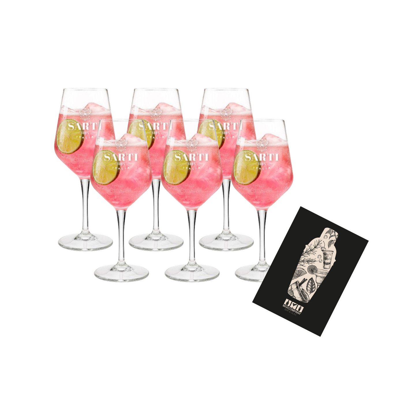 Mixcompany Gläser-Set Sarti Rosa Italia – 6er Set Ballongläser für Aperitifs & Cocktail von Mixcompany