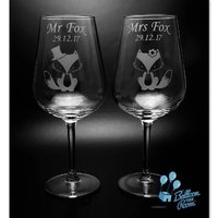 Gravierte Personalisierte Fuchs Hochzeit Weingläser - Braut Und Bräutigam von BalloonYourRoom