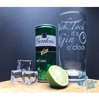 Tick Tock It's Gin O'clock Graviertes Hi-Ball Glas von BalloonYourRoom