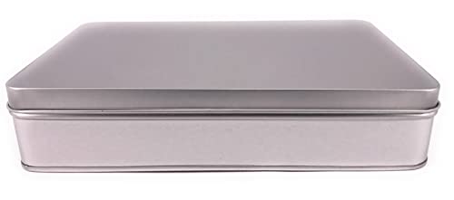 Balna - 1 x Vorratsdose Metalldose Blechdose eckig aus Weissblech mit Deckel Silber, ideal als Tabakdose Gebäckdose Keksdose einsetzbar 20 x 13 x 4,5 cm von Balna