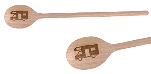 Balna Kochlöffel Holz Wohnmobil Holzlöffel Holzkochlöffel mit Camper Motiv Gravur Geschenk Gadgets von Balna