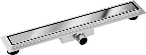 BALNEO Duplex Next Duschrinne Komplettset 100 cm - Duschabfluss 2in1 Paneel Bodenablauf Dusche - Entwässerungsrinne Duschablauf Flach Haarsieb Abflusssieb Geruchsverschluss - Verspiegeltes Silber von Balneo