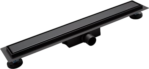 BALNEO Duplex Next Duschrinne Komplettset 110 cm - Duschabfluss 2in1 Paneel Bodenablauf Dusche - Entwässerungsrinne Duschablauf Flach Haarsieb Abflusssieb Geruchsverschluss - Schwarz von Balneo