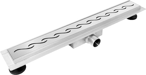 BALNEO Duplex Next Duschrinne Komplettset 80 cm - Duschabfluss Edelstahl Bodenablauf Dusche - Entwässerungsrinne Duschablauf Flach Haarsieb Abflusssieb Dusche Geruchsverschluss - Wave Decor von Balneo