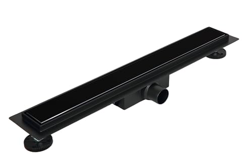 BALNEO Duplex Next Duschrinne Komplettset 90 cm - Duschabfluss Glaspaneel Bodenablauf Dusche - Entwässerungsrinne Duschablauf Flach Haarsieb Abflusssieb Dusche Geruchsverschluss - Double Dark von Balneo