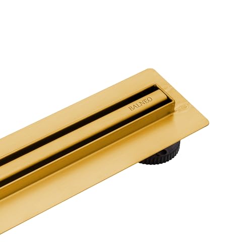 BALNEO Duschrinne, Ablaufrinne 80 cm Gold Bodenablauf aus Edelstahl, schmales Paneel 14 mm, Komplett-Set, niedrig 57 mm, Slim & Low ProLine Duschablauf von Balneo