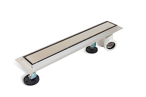 Balneo Duschrinne Komplettset 80 cm Duschabfluss Beidseitig Bodenablauf Dusche - Entwässerungsrinne Duschablauf Flach Haarsieb - Side Drain 2in1 Abflusssieb Dusche Geruchsverschluss von Balneo