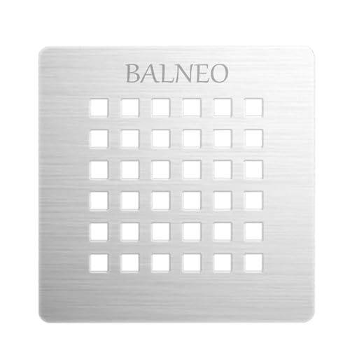 Balneo Abflusssieb zu Duschwanne, Duschabfluss, Duschwannenabdeckung aus Edelstahl, quadratisch Stone Tray - Chrom kariert 132 x 132 mm Passend zu den Balneo Stone Tray Duschwannen von Balneo