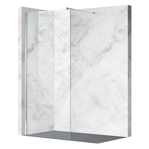 Balneo Chrome Duschwand Glas - Hochwertige Duschabtrennung 70 x 200 cm- Easy Clean Beschichtung - Duschglaswand 8 mm Hartglas Hydrofähig - Flexibler Einbau Links/Rechts - Ideal für Walk In Dusche von Balneo