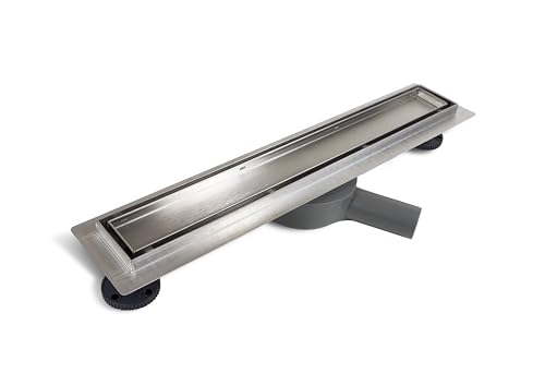 Balneo Duschrinne Komplettset 120 cm Duschabfluss Beidseitig Bodenablauf Dusche - Entwässerungsrinne Duschablauf Flach Haarsieb - 360 Drain 2in1 Abflusssieb Dusche Geruchsverschluss von Balneo