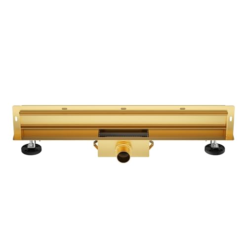 Balneo Duschrinne Komplettset 80 cm Goldene Wandablauf Duschabfluss Dusche - Entwässerungsrinne Duschablauf Flach Haarsieb - W-Drain Next 2in1 Abflusssieb Dusche Geruchsverschluss von Balneo