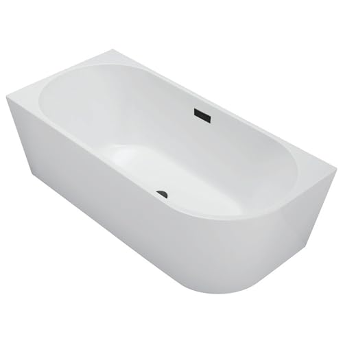 Balneo - Freistehende Badewanne - Eckbadewanne AVOLA - Acryl mit Stahlgestell - 6 Stabilisatorfüße - Überlauf und Klickverschluss - Modernes Design - links - Schwarz - 160x80cm von Balneo
