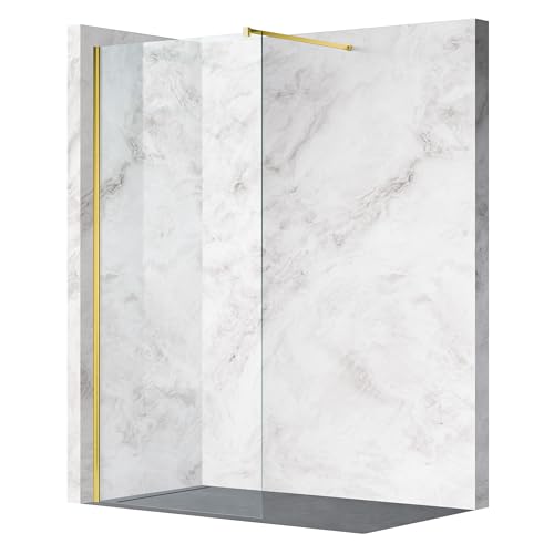 Balneo Gold Duschwand Glas - Hochwertige Duschabtrennung 110 x 200 cm- Easy Clean Beschichtung - Duschglaswand 8 mm Hartglas Hydrofähig - Flexibler Einbau Links/Rechts - Ideal für Walk In Dusche von Balneo