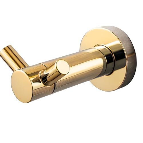 Balneo Klebehaken aus Edelstahl, Glänzendes Gold Handtuchhalter minimalistisches Design für Bad & Küche, Wandhaken rostfrei & belastbar bis 5 kg, Handtuchhaken mit verdeckte Befestigung von Balneo