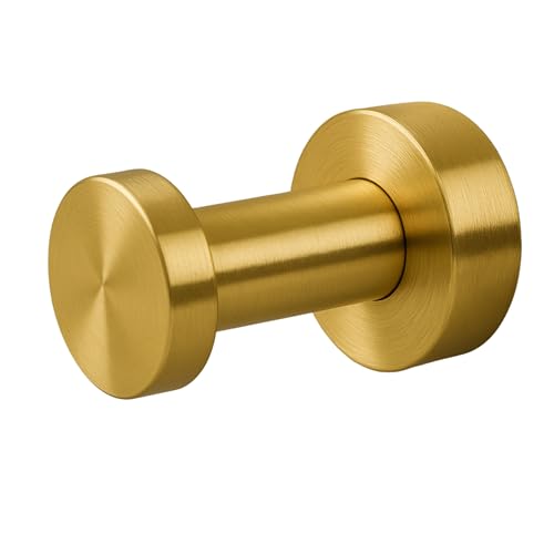 Balneo Klebehaken aus Edelstahl, Gold Handtuchhalter minimalistisches Design für Bad & Küche, Wandhaken rostfrei & belastbar bis 5 kg, Handtuchhaken mit verdeckte Befestigung von Balneo