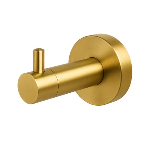 Balneo Klebehaken aus Edelstahl, Gold Handtuchhalter minimalistisches Design für Bad & Küche, Wandhaken rostfrei & belastbar bis 5 kg, Handtuchhaken mit verdeckte Befestigung von Balneo