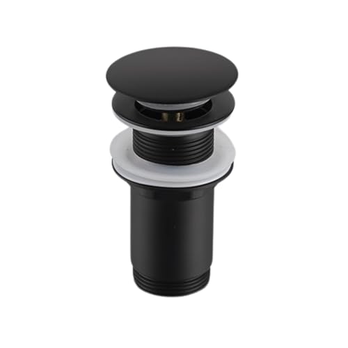Balneo Messing Waschbecken Stöpsel Universal - Pop Up Ventil Waschbecken 66 mm x G1 1/4 - Waschbeckenstöpsel Pop Up - Spülbecken Stopfen ohne Überlauf - 4 Dichtungen, klick C - Schwarz von Balneo