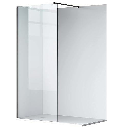 Balneo Schwarz Duschwand Glas - Hochwertige Duschabtrennung 70 x 200 cm- Easy Clean Beschichtung - Duschglaswand 8 mm Hartglas Hydrofähig - Flexibler Einbau Links/Rechts - Ideal für Walk In Dusche von Balneo