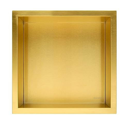 Balneo Wall-Box ONE Gold Edelstahl wandnische dusche Duschnische, wasserdicht, Flexibler Nischeneinbau 30x30x10 cm, Nische für Badutensilien, ohne Fliesen, von Balneo