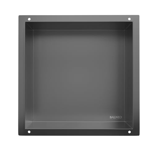 Balneo Wandnische Dusche - Edelstahl Duschnische Grau - Rahmenlos - Mattschwarz Teflonbeschichtung - Hygienisch & Pflegeleicht - Korrosionsbeständig - 30 x 30 x 10 cm Balneo Wandnische Dusche - Edelstahl Duschnische Grau - Rahmenlos - Mattschwarz Teflonbeschichtung - Hygienisch & Pflegeleicht - Korrosionsbeständig - 30 x 30 x 10 cm von Balneo