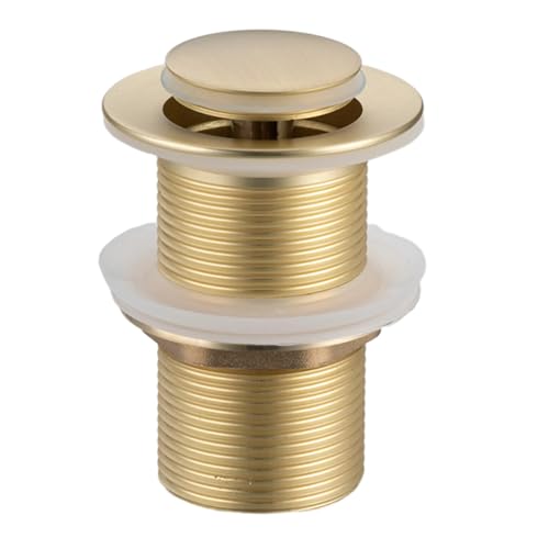 Balneo Waschbeckenstöpsel - Chrom Messing klick-Klack B Mechanismus - Stöpsel Waschbecken 37,5 mm - Brushed Gold Bbflussstopfen mit Körbchen & Überlauf - Korrosionsbeständig, Modernes Design von Balneo