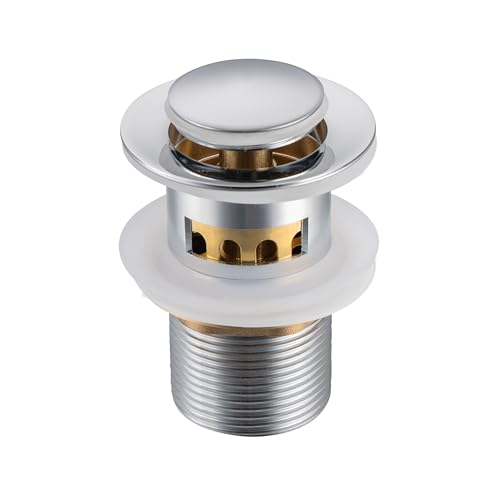 Balneo Waschbeckenstöpsel - Chrom Messing klick-Klack G Mechanismus - Stöpsel Waschbecken 38 mm - Chrom Abflussstopfen mit Körbchen & Überlauf - Korrosionsbeständig, Modernes Design von Balneo