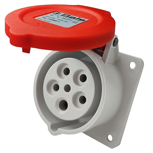 Bals CEE Anbausteckdose gerade 16A 5-polig 400V 6h Einbausteckdose Anbaudose 1320011, Steckdose mit Anschlusstechnik QUICK-CONNECT IP54 für Gewerbe, Baustelle von Bals