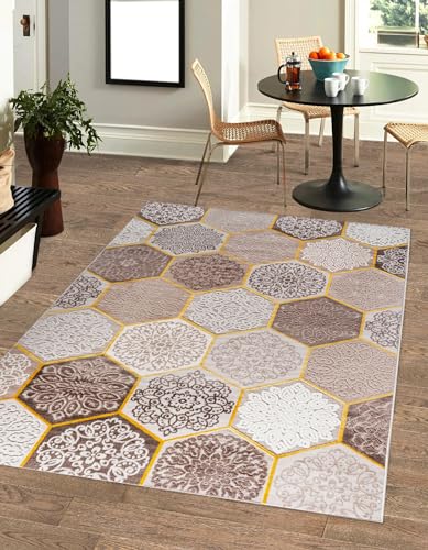 Balta Rugs In- und Outdoor-Teppich Classic Hexagon Tiles Brown M 120x170cm für Innen und Außen von Balta Rugs