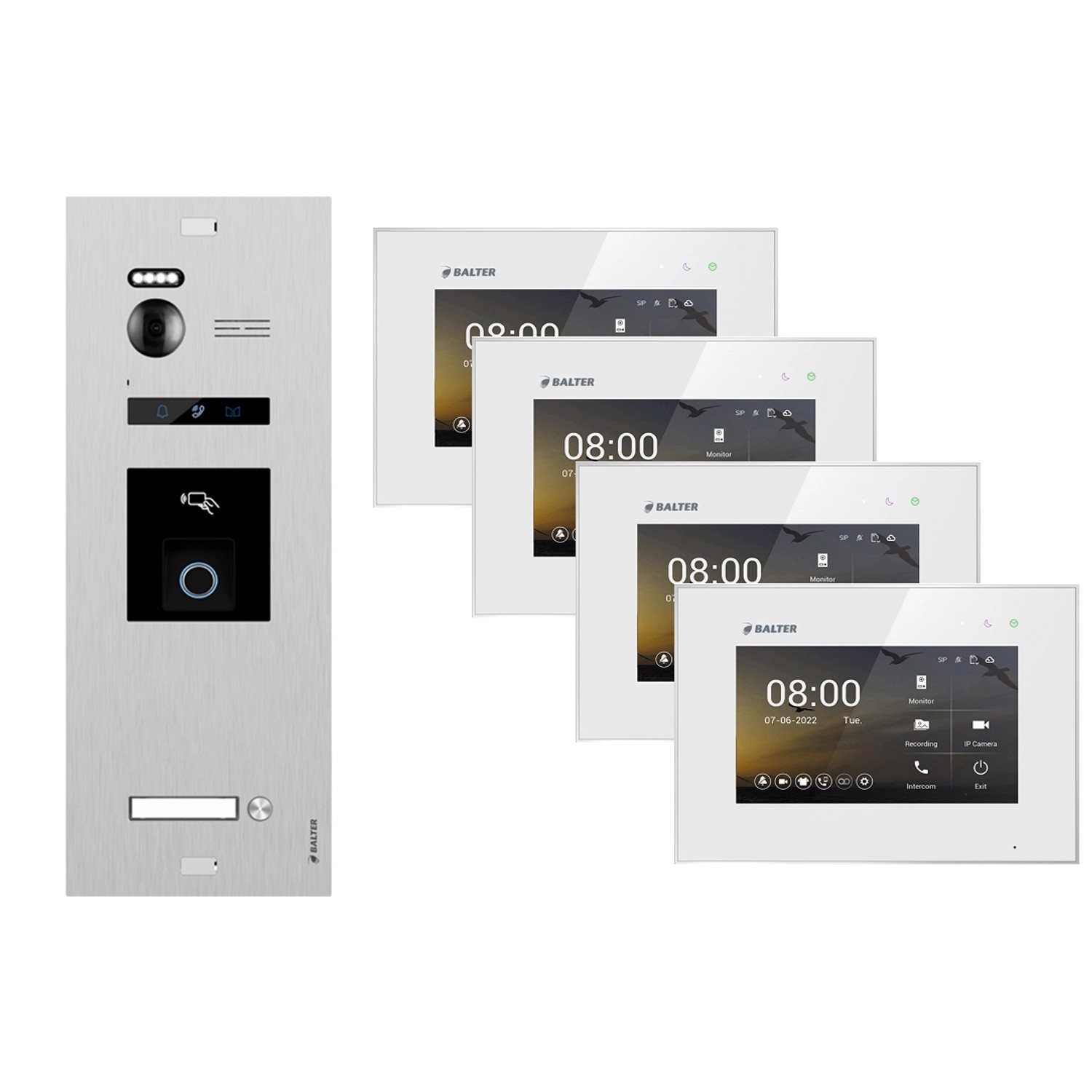 BALTER EVO-HD WIFI Video-Türsprechanlage mit Fingerprint & RFID für 1-Familienhaus mit 4x Monitor Weiß BALTER EVO-HD WIFI Video-Türsprechanlage mit Fingerprint & RFID für 1-Familienhaus mit 4x Monitor Weiß von Balter