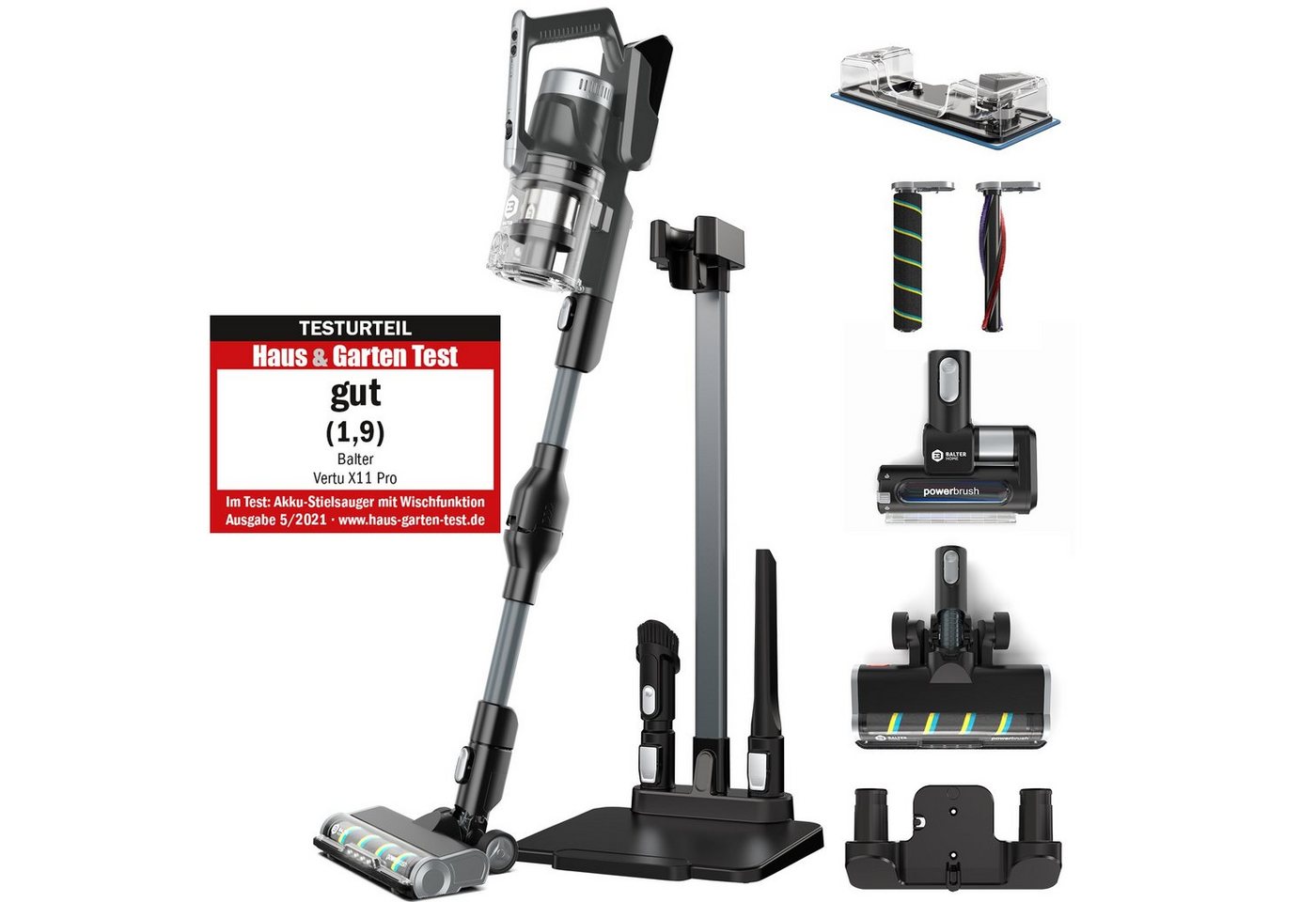 Balter Akku-Handstaubsauger Vertu X11 PRO, kabelloser Akku Staubsauger mit Wischfunktion, 350W hohe Saugleistung Balter Akku-Handstaubsauger Vertu X11 PRO, kabelloser Akku Staubsauger mit Wischfunktion, 350W hohe Saugleistung von Balter