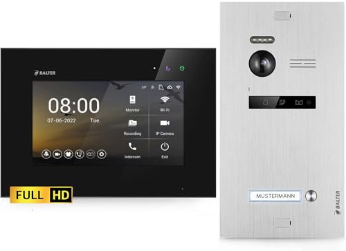 Balter EVO-HD Video Türsprechanlage, Video Türklingel, 1 Familienhaus Klingel, 7 Zoll HD-Monitor, Full HD-Kamera, 2 Draht Bus, Gegensprechanlage mit 175° Weitwinkel-Kamera Balter EVO-HD Video Türsprechanlage, Video Türklingel, 1 Familienhaus Klingel, 7 Zoll HD-Monitor, Full HD-Kamera, 2 Draht Bus, Gegensprechanlage mit 175° Weitwinkel-Kamera von Balter
