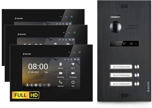Balter EVO-HD Video Türsprechanlage, Video Türklingel mit Kamera, 3 familienhaus Klingel, 7 Zoll HD Monitor, Full HD-Kamera, 2 Draht Bus, Gegensprechanlage mit 175° Weitwinkel-Kamera Balter EVO-HD Video Türsprechanlage, Video Türklingel mit Kamera, 3 familienhaus Klingel, 7 Zoll HD Monitor, Full HD-Kamera, 2 Draht Bus, Gegensprechanlage mit 175° Weitwinkel-Kamera von Balter