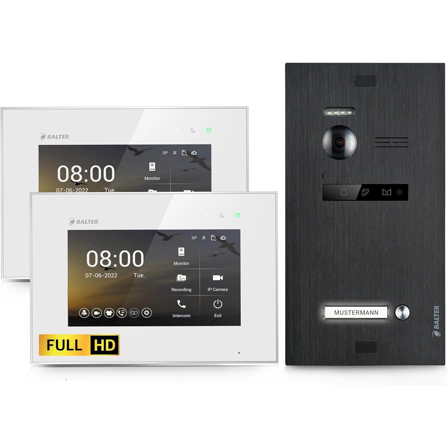 Balter EVO-HD Video-Türsprechanlage für Einfamilienhaus mit 2x 7 Zoll Monitor Weiß-Schwarz Balter EVO-HD Video-Türsprechanlage für Einfamilienhaus mit 2x 7 Zoll Monitor Weiß-Schwarz von Balter