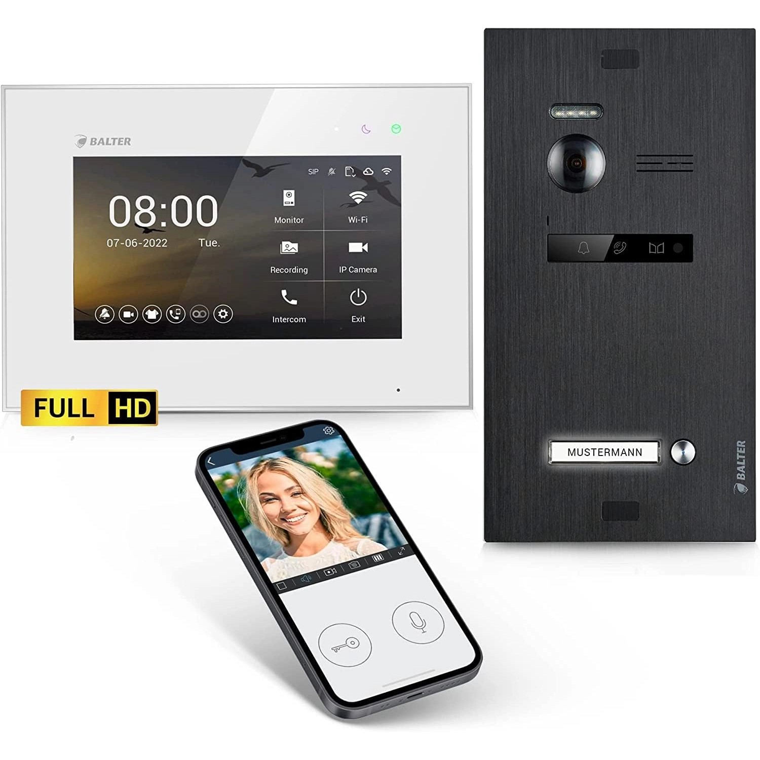 Balter EVO-HD Video-Türsprechanlage mit App für Einfamilienhaus mit 1x 7 Zoll Monitor Weiß-Schwarz Balter EVO-HD Video-Türsprechanlage mit App für Einfamilienhaus mit 1x 7 Zoll Monitor Weiß-Schwarz von Balter