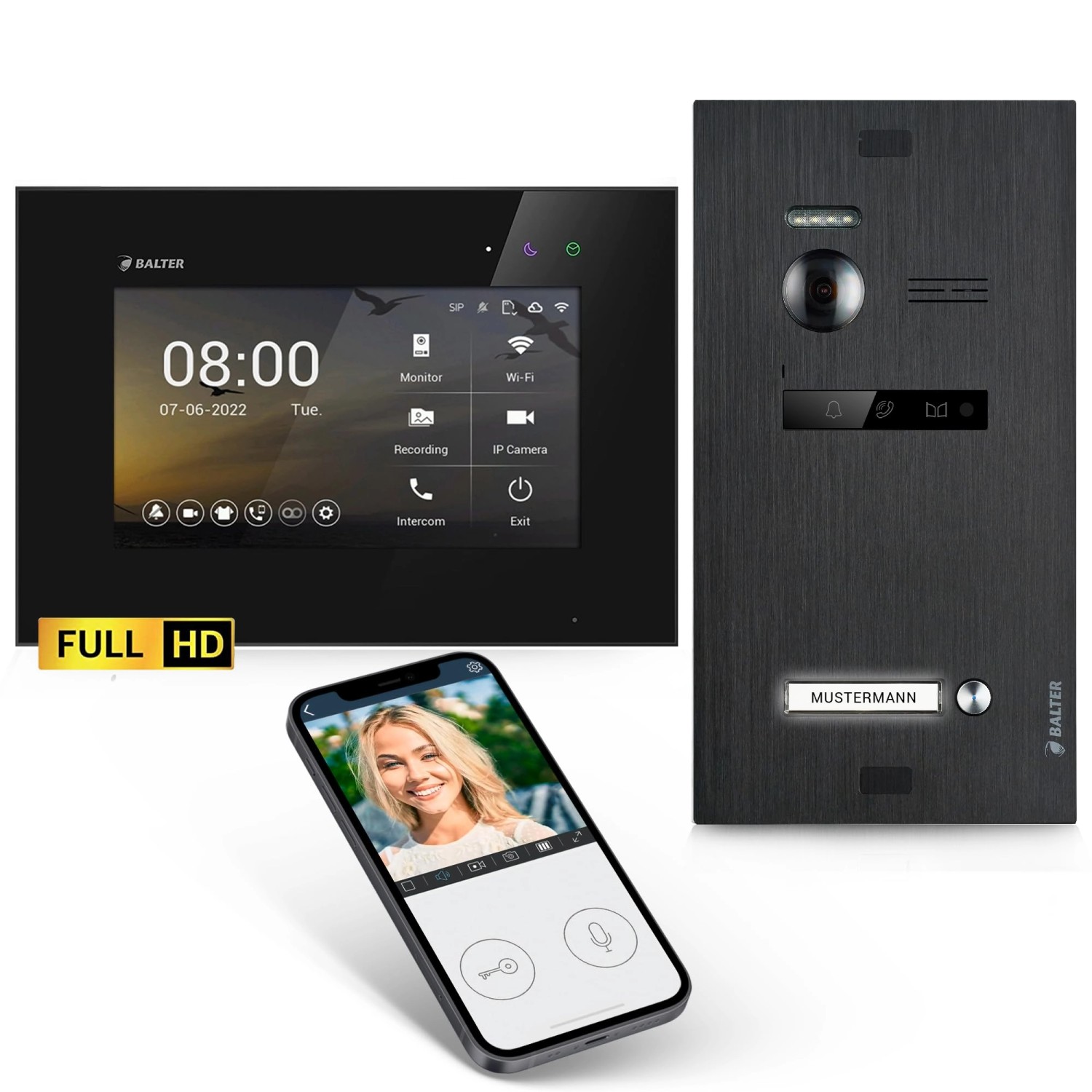 Balter EVO-HD Video-Türsprechanlage mit App für Einfamilienhaus mit 2x 7 Zoll Monitor Schwarz Balter EVO-HD Video-Türsprechanlage mit App für Einfamilienhaus mit 2x 7 Zoll Monitor Schwarz von Balter