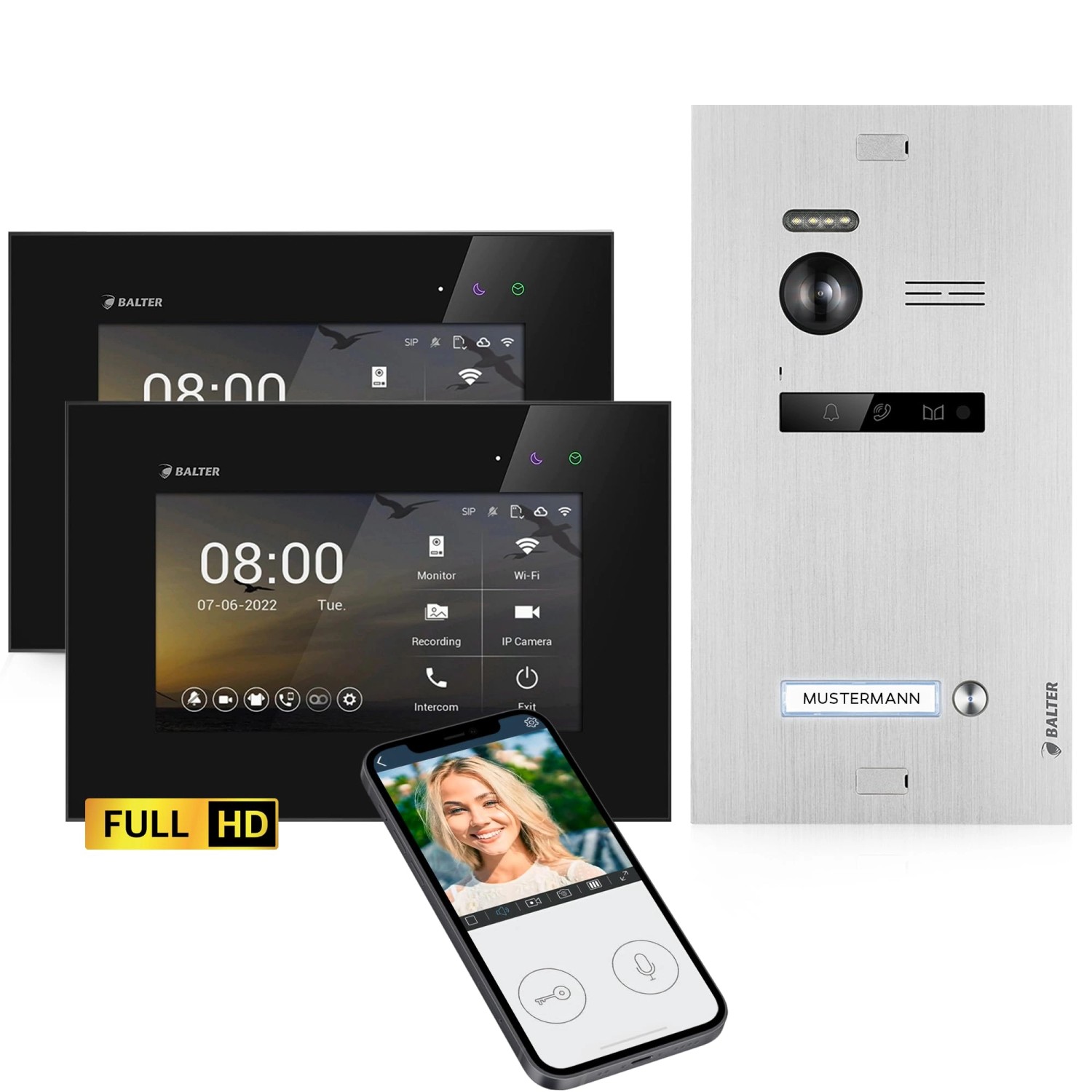 Balter EVO-HD Video-Türsprechanlage mit App für Einfamilienhaus mit 2x 7 Zoll Monitor Silber-Schwarz Balter EVO-HD Video-Türsprechanlage mit App für Einfamilienhaus mit 2x 7 Zoll Monitor Silber-Schwarz von Balter