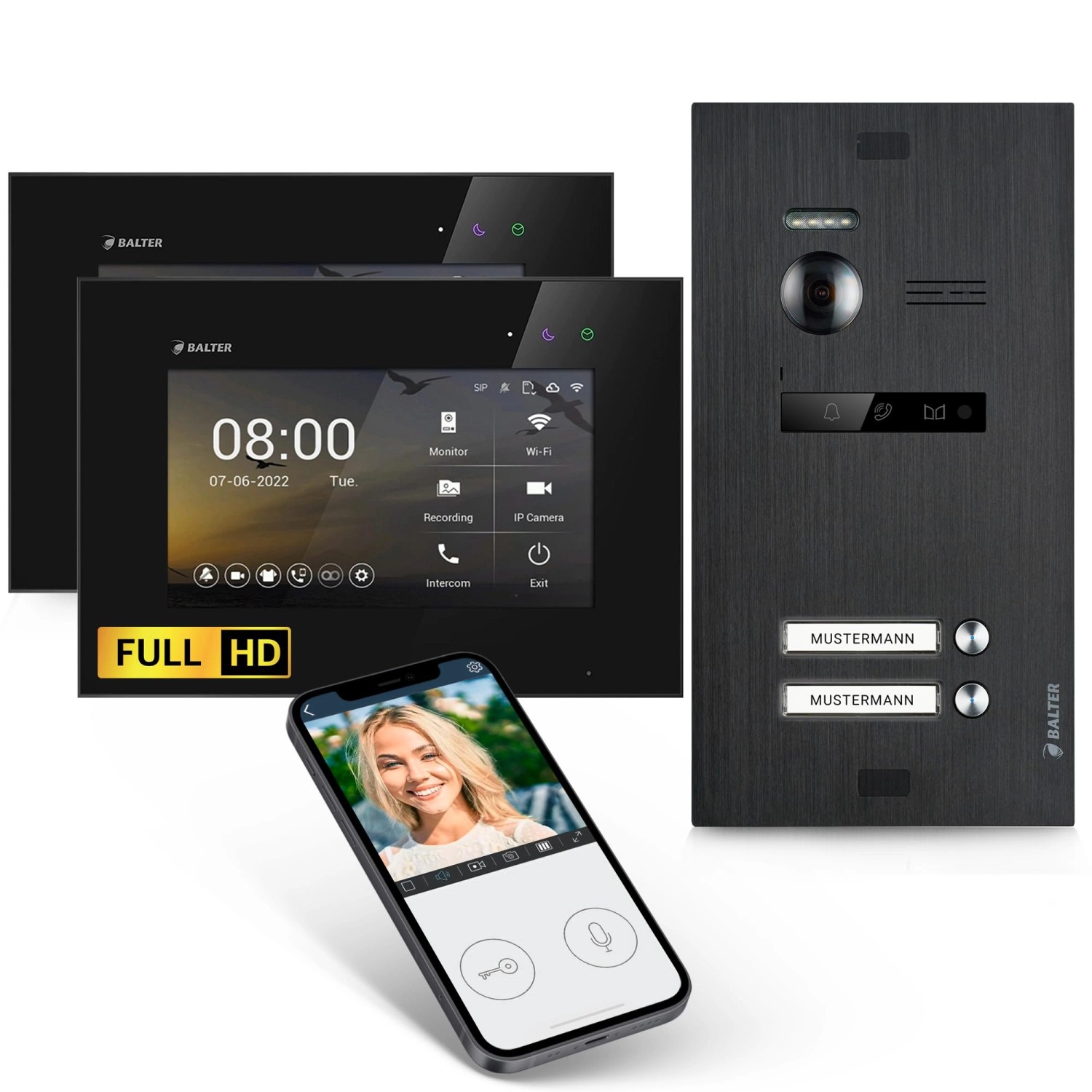 Balter EVO-HD Video-Türsprechanlage mit App für Zweifamilienhaus mit 2x 7 Zoll Monitor Schwarz Balter EVO-HD Video-Türsprechanlage mit App für Zweifamilienhaus mit 2x 7 Zoll Monitor Schwarz von Balter